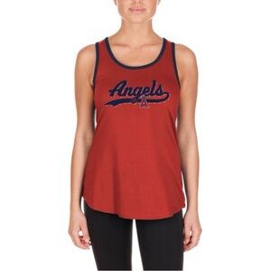 MLB Angels Baseball Tank Top Women Los Angeles Anaheim Red Blue Size Medium NWT